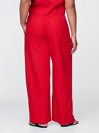 Linen-Blend Easy Wide-Hem Pants