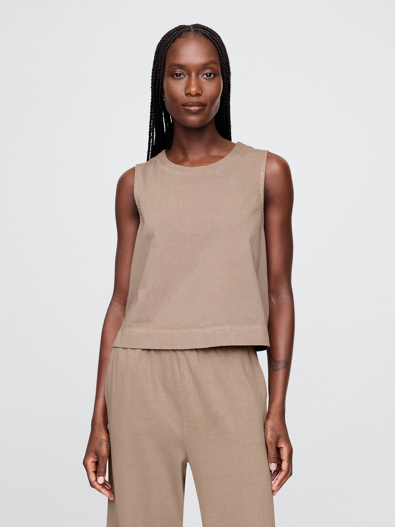 Heavyweight Organic Cotton Cropped Shell Tank Top