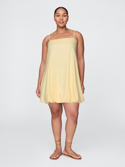 Linen-Blend Mini Bubble Dress