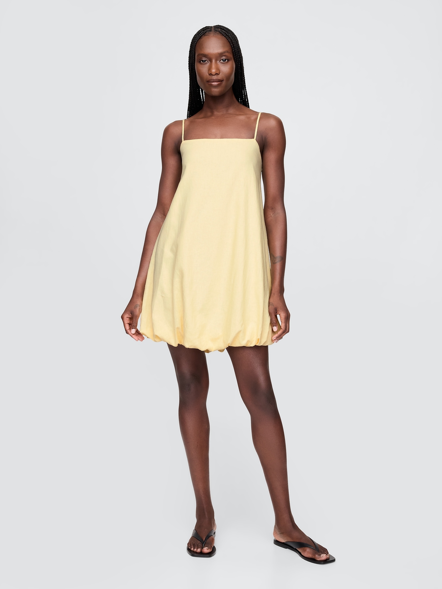 Linen-Blend Mini Bubble Dress