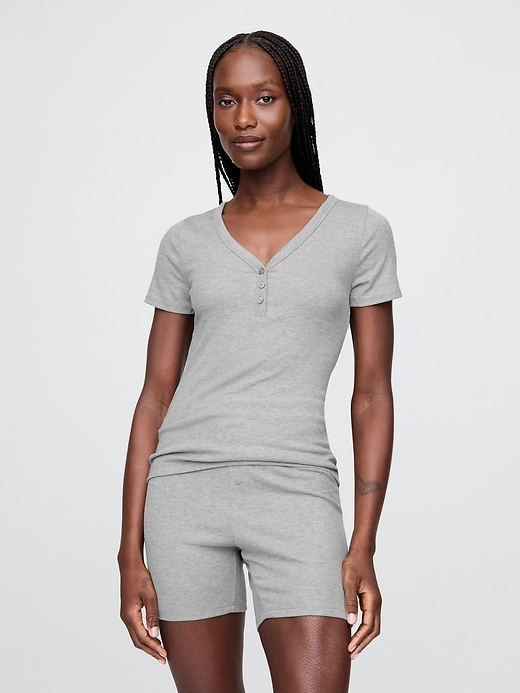 Image number 1 showing, Mini Rib Henley PJ Top