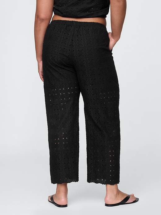 Image number 6 showing, Mid Rise Eyelet Easy Wide-Leg Pants