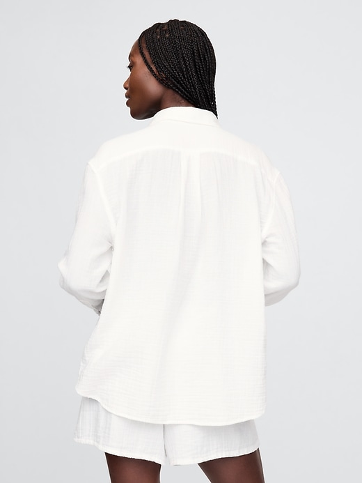Image number 3 showing, Crinkle Gauze Button-Down Shirt
