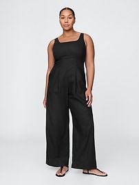 Linen-Blend Seamed Jumpsuit