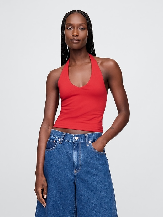 Image number 1 showing, CloseKnit Cropped Halter Top