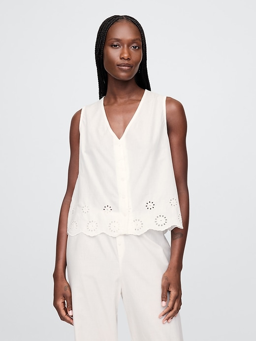 Image number 1 showing, Eyelet Hem PJ Top