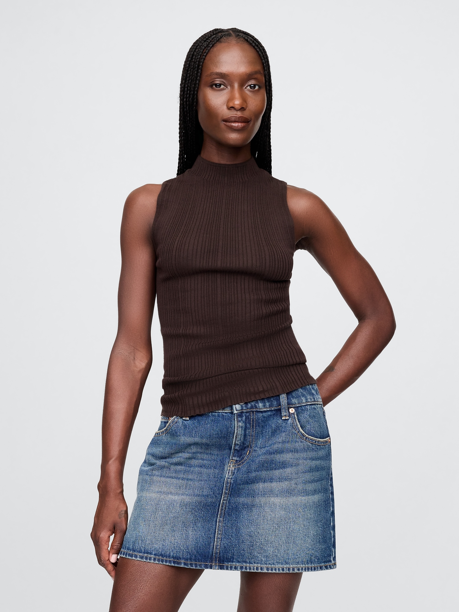Mockneck Rib Tank Top