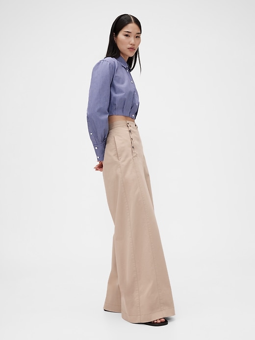 Image number 3 showing, GapStudio High Rise Twill Sailor Pants