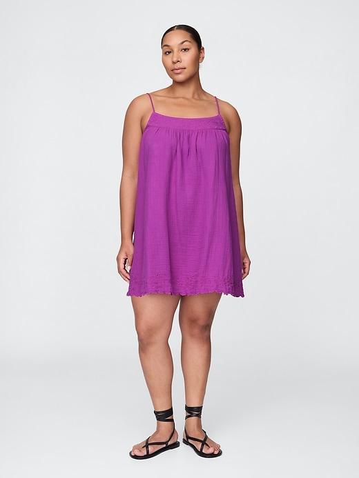 Image number 4 showing, Crinkle Gauze Embroidered Swing Dress
