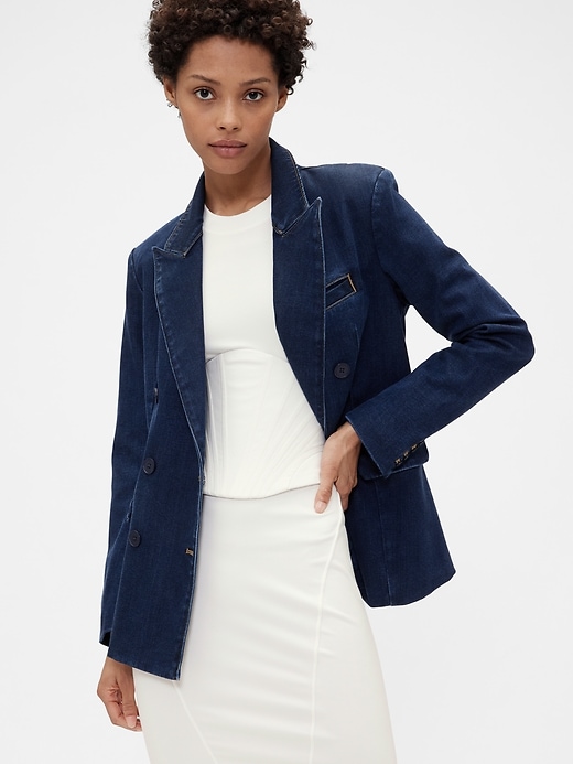 Image number 1 showing, GapStudio Denim Double-Breasted Tailored Blazer
