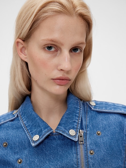 Image number 4 showing, GapStudio Cropped Denim Moto Jacket