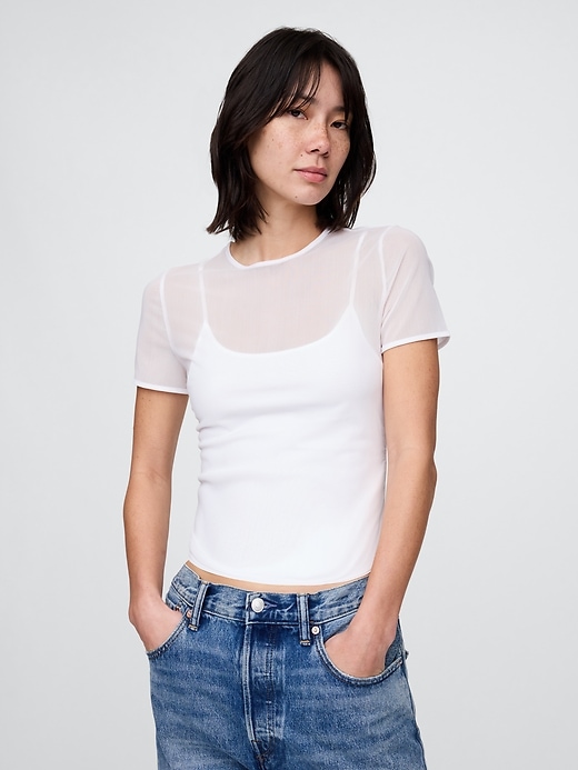 Image number 1 showing, Mesh Cropped T-Shirt