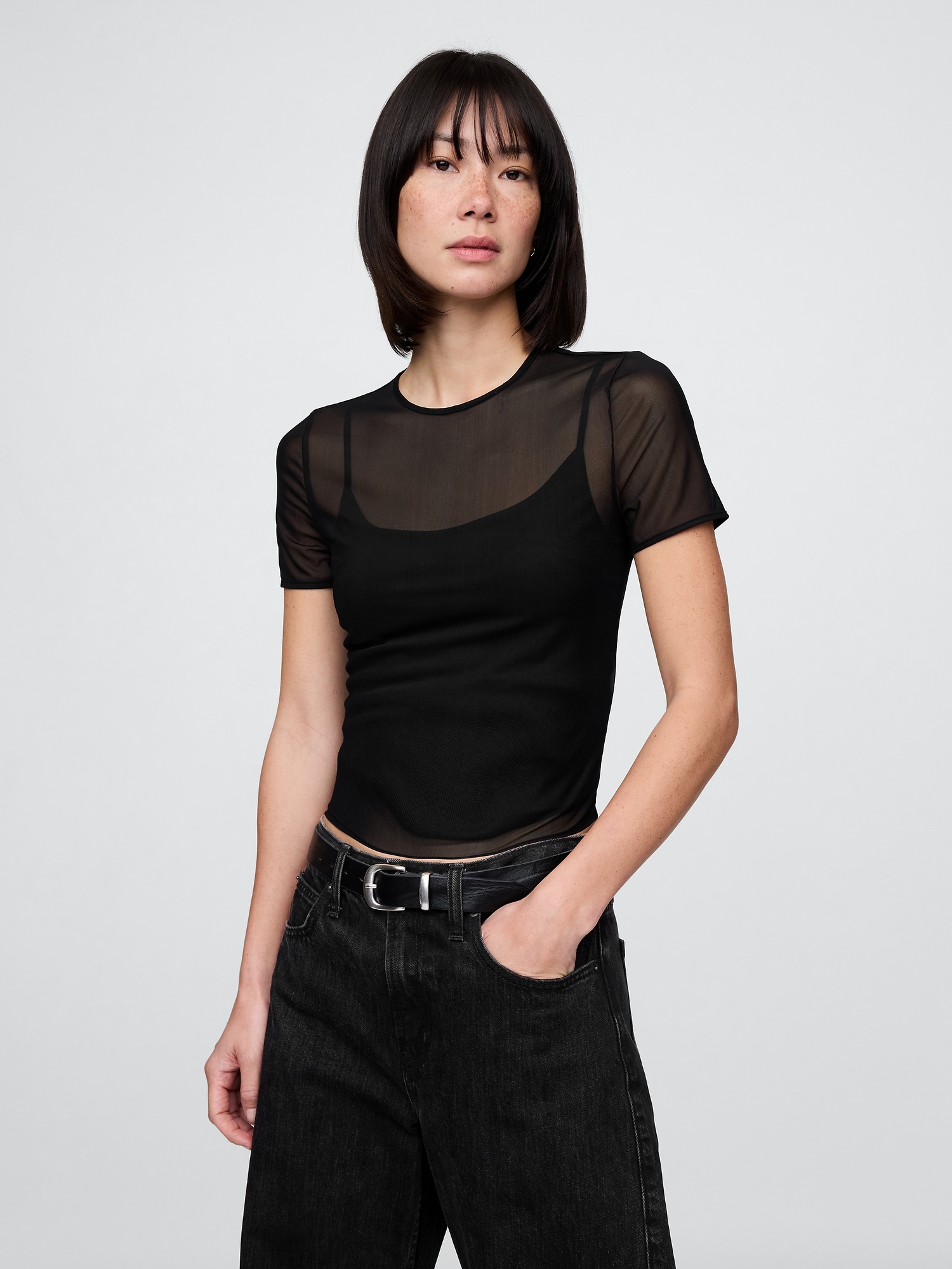 Mesh Cropped T-Shirt