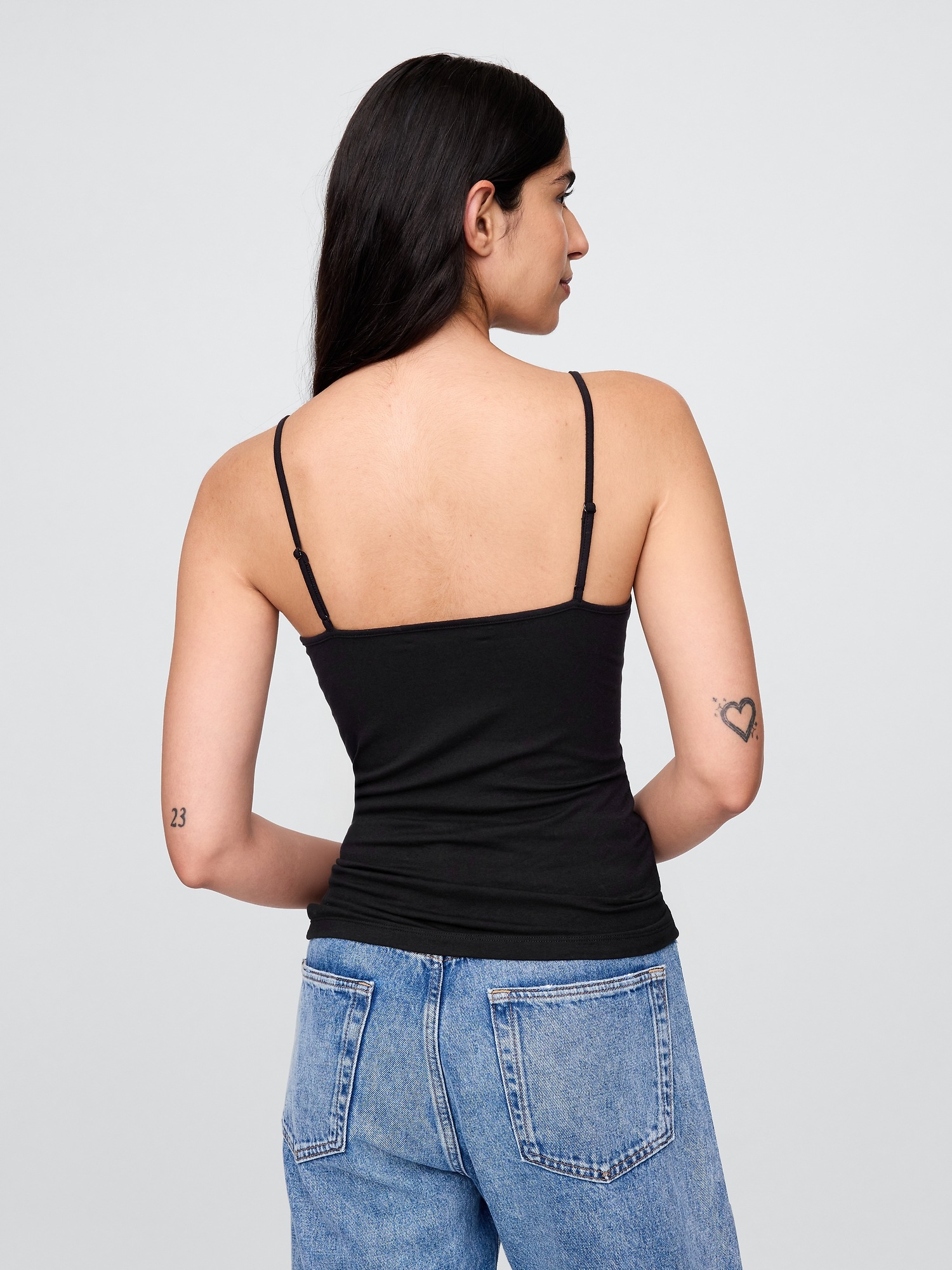 Женский топ Gap CloseKnit Basic Cami, цвет: Чёрный — фото 3