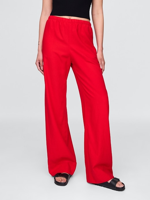 Image number 2 showing, Linen-Blend Easy Wide-Hem Pants