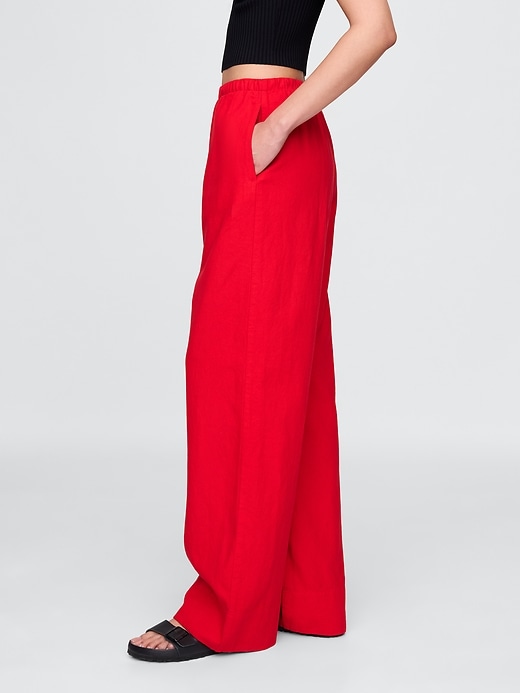 Image number 3 showing, Linen-Blend Easy Wide-Hem Pants