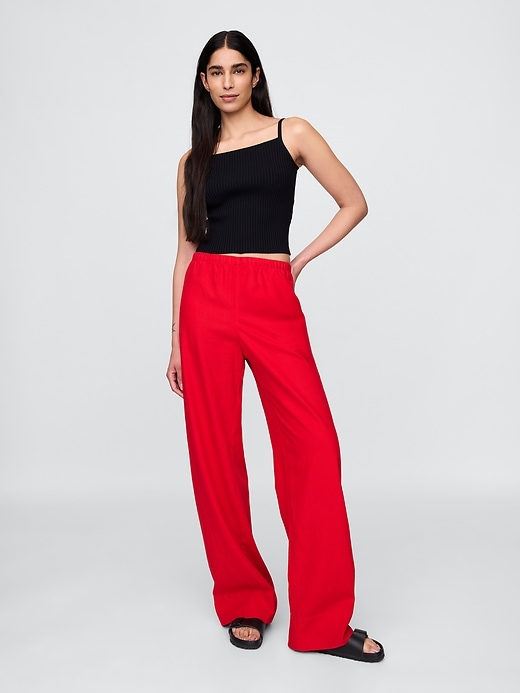 Image number 8 showing, Linen-Blend Easy Wide-Hem Pants