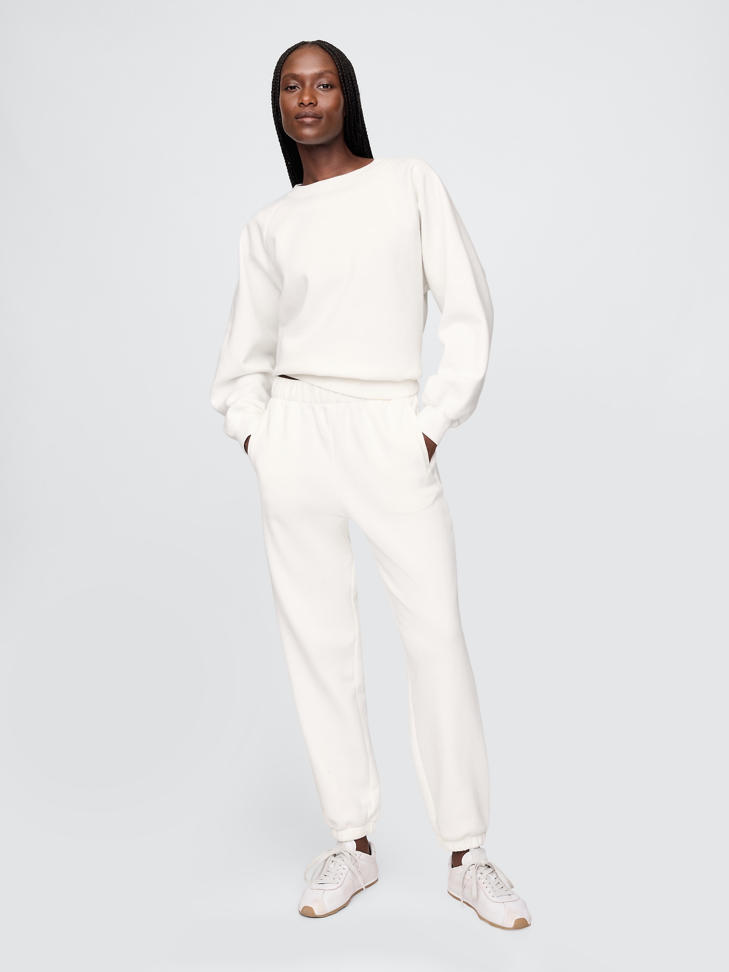 High Rise VintageSoft Boyfriend Joggers - White