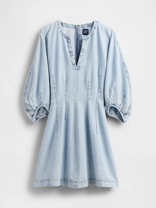 Image number 4 showing, Denim Split-Neck Mini Dress