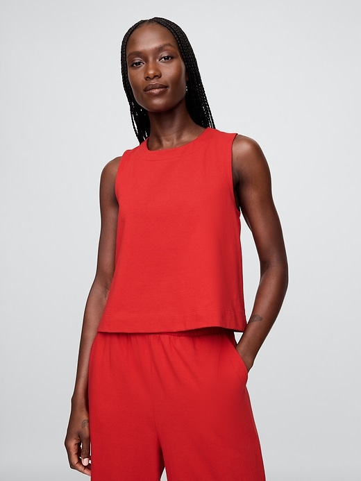Image number 1 showing, Heavyweight Organic Cotton Cropped Shell Tank Top