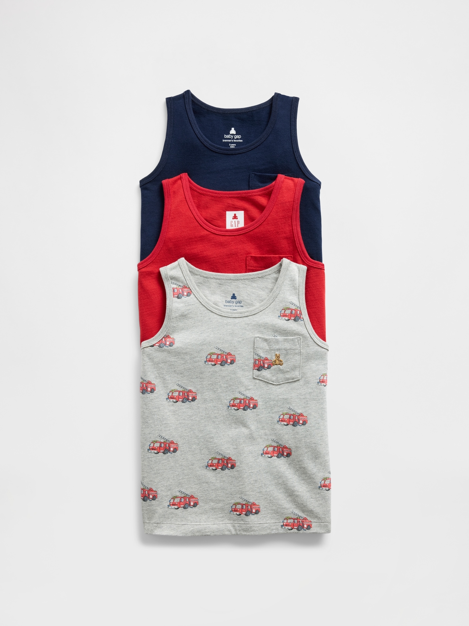 Baby & Toddler Mix & Match Pocket Tank (3-Pack) - Red