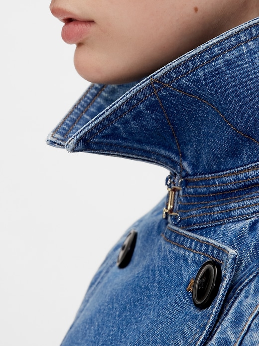 4 of 8 showing, with the color Medium wash of product GapStudio Denim Tailored Trench Coat
