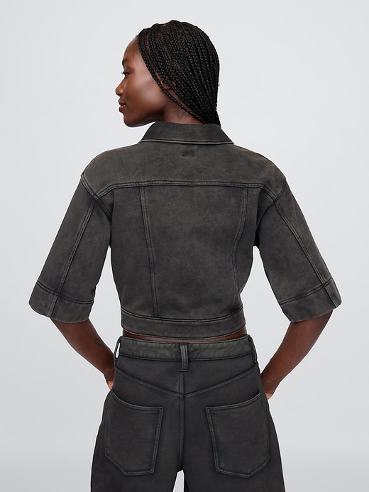 Image number 2 showing, Heavyweight French Terry Denim Cropped Jacket