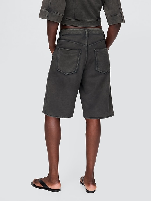 Image number 5 showing, 11" Mid Rise French Terry Denim Longline Shorts
