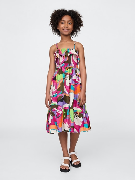 Image number 1 showing, Kids Smocked Ruffle Midi Dress