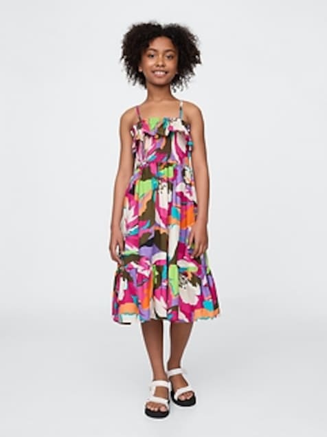 Kids Smocked Ruffle Midi Dress