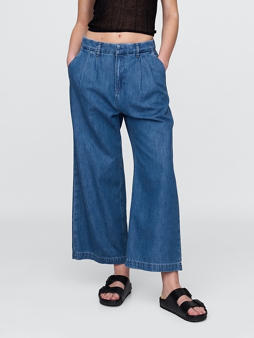 Image number 2 showing, 365 High Rise UltraSoft Denim Pleated Ankle Trousers