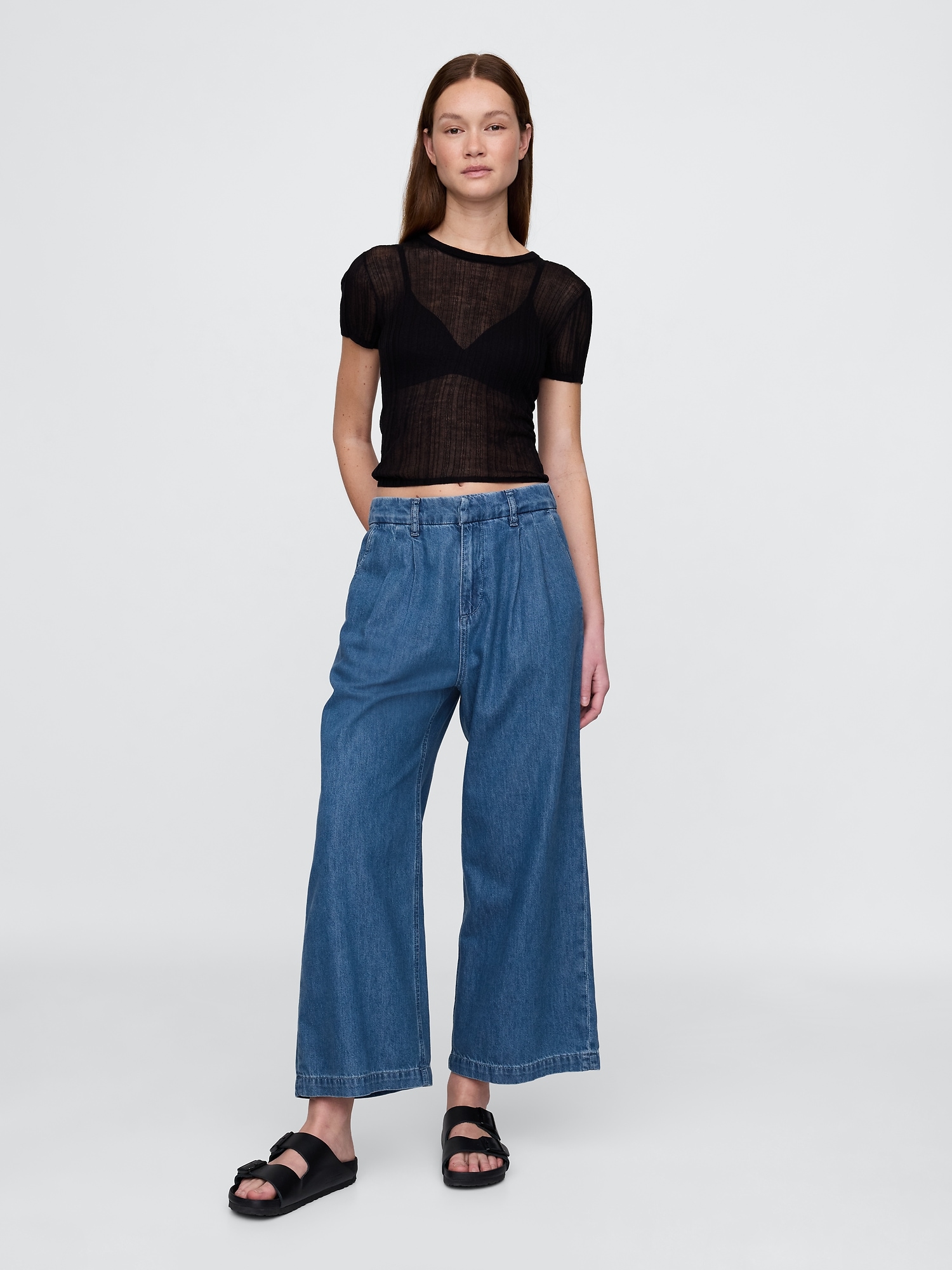 365 High Rise UltraSoft Denim Pleated Ankle Trousers