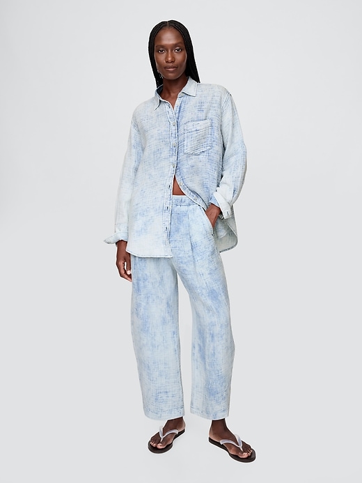 Image number 2 showing, Crinkle Gauze Denim Oversized Shirt