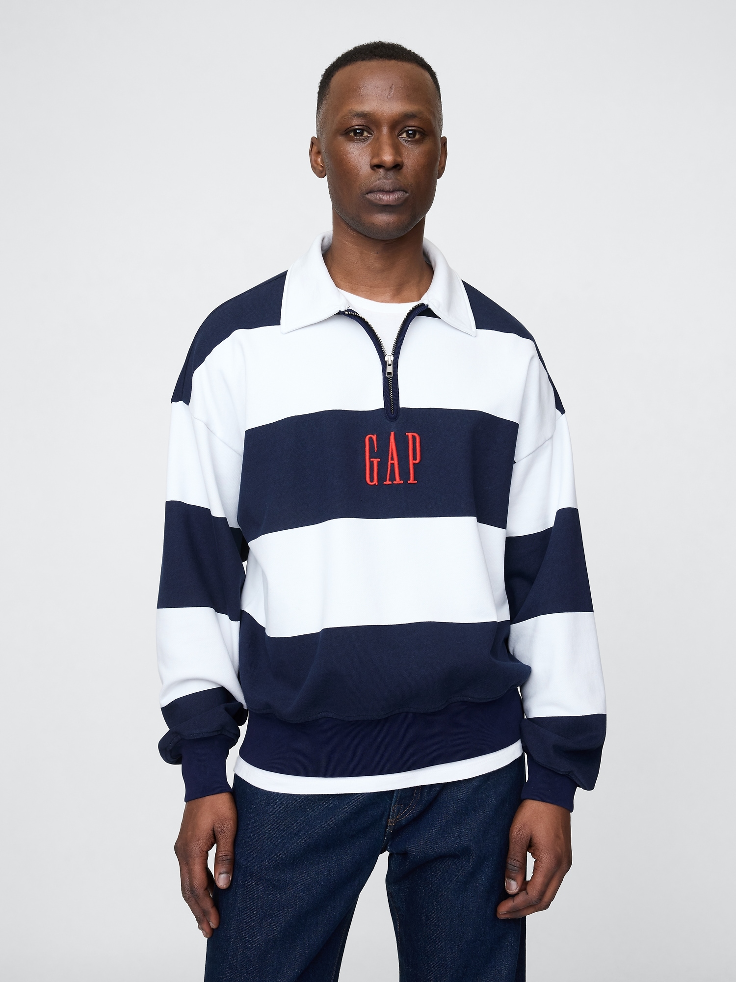 Heavyweight Striped Logo Pullover