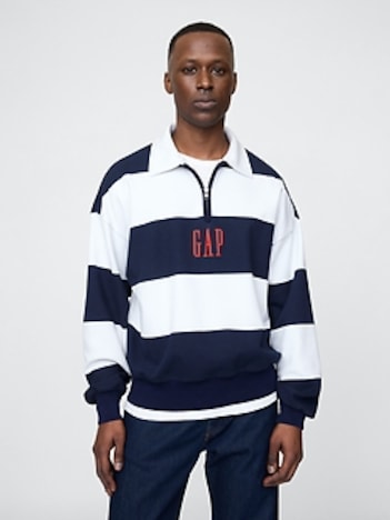 Heavyweight Striped Logo Pullover