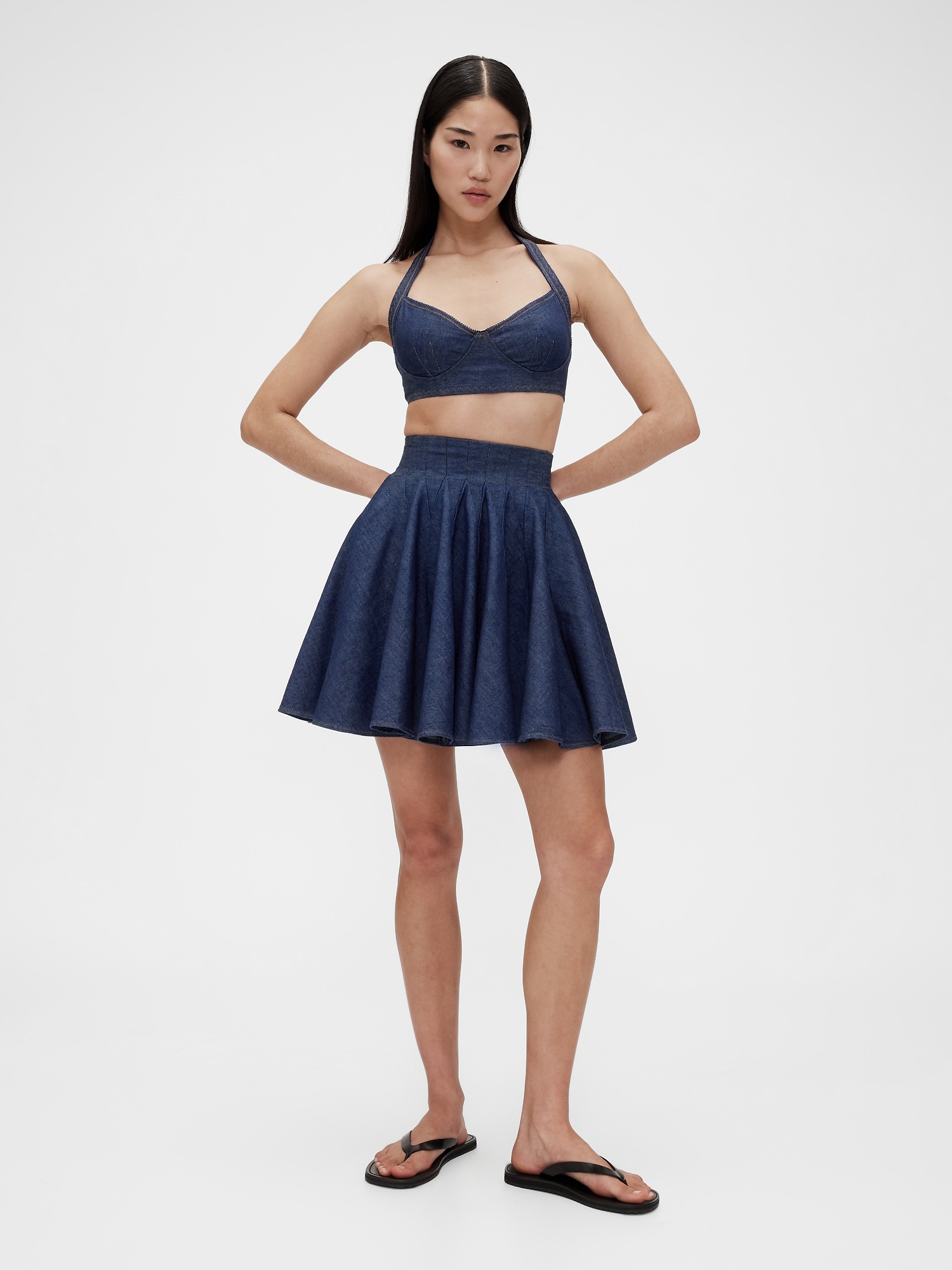 Женские юбки Gap GapStudio Pleated Denim Mini Skirt