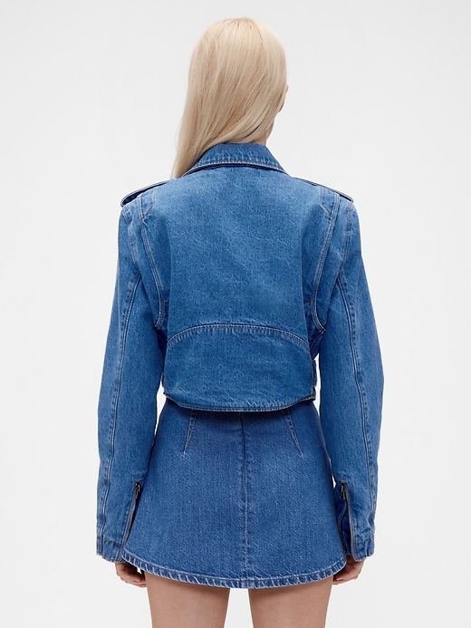 Image number 3 showing, GapStudio Cropped Denim Moto Jacket