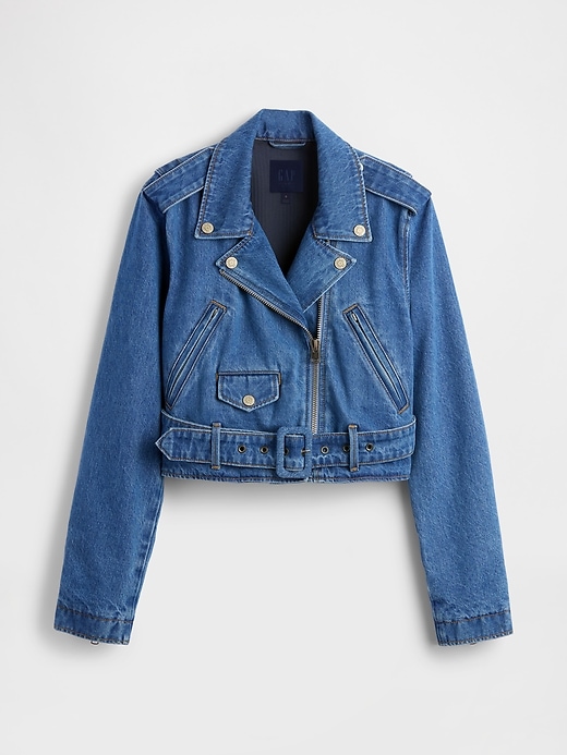 Image number 8 showing, GapStudio Cropped Denim Moto Jacket