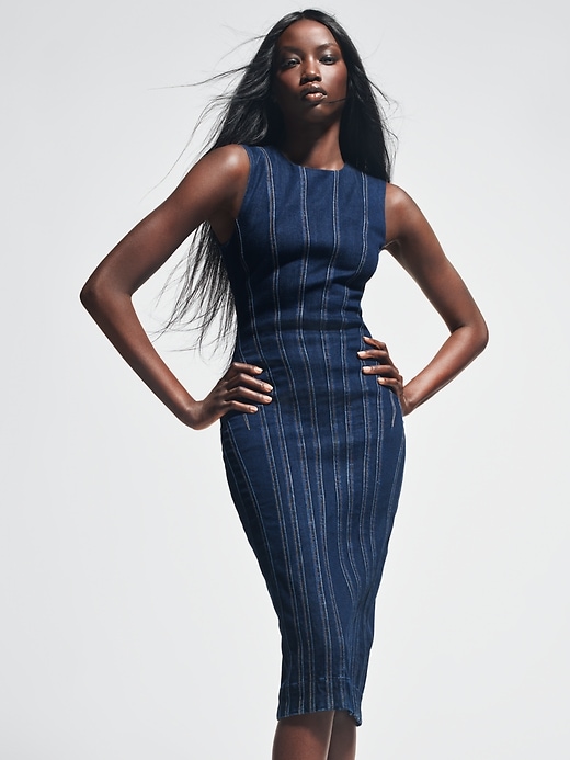 Image number 8 showing, GapStudio Seamed Denim Midi Dress