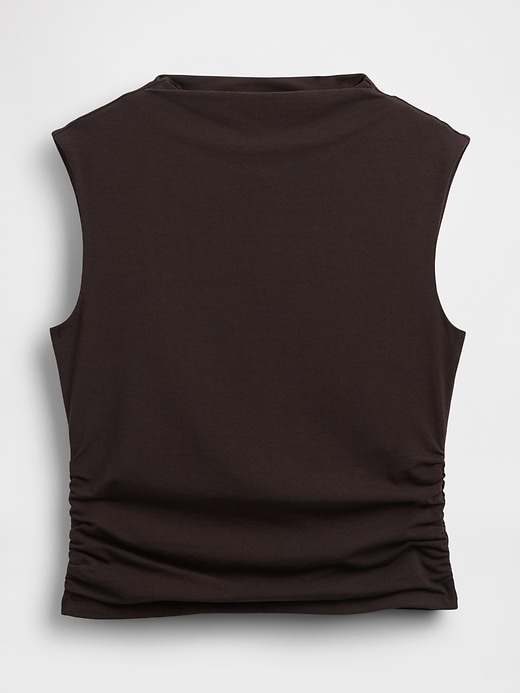 Image number 4 showing, Modern Funnel-Neck Ruched Cropped Tank Top
