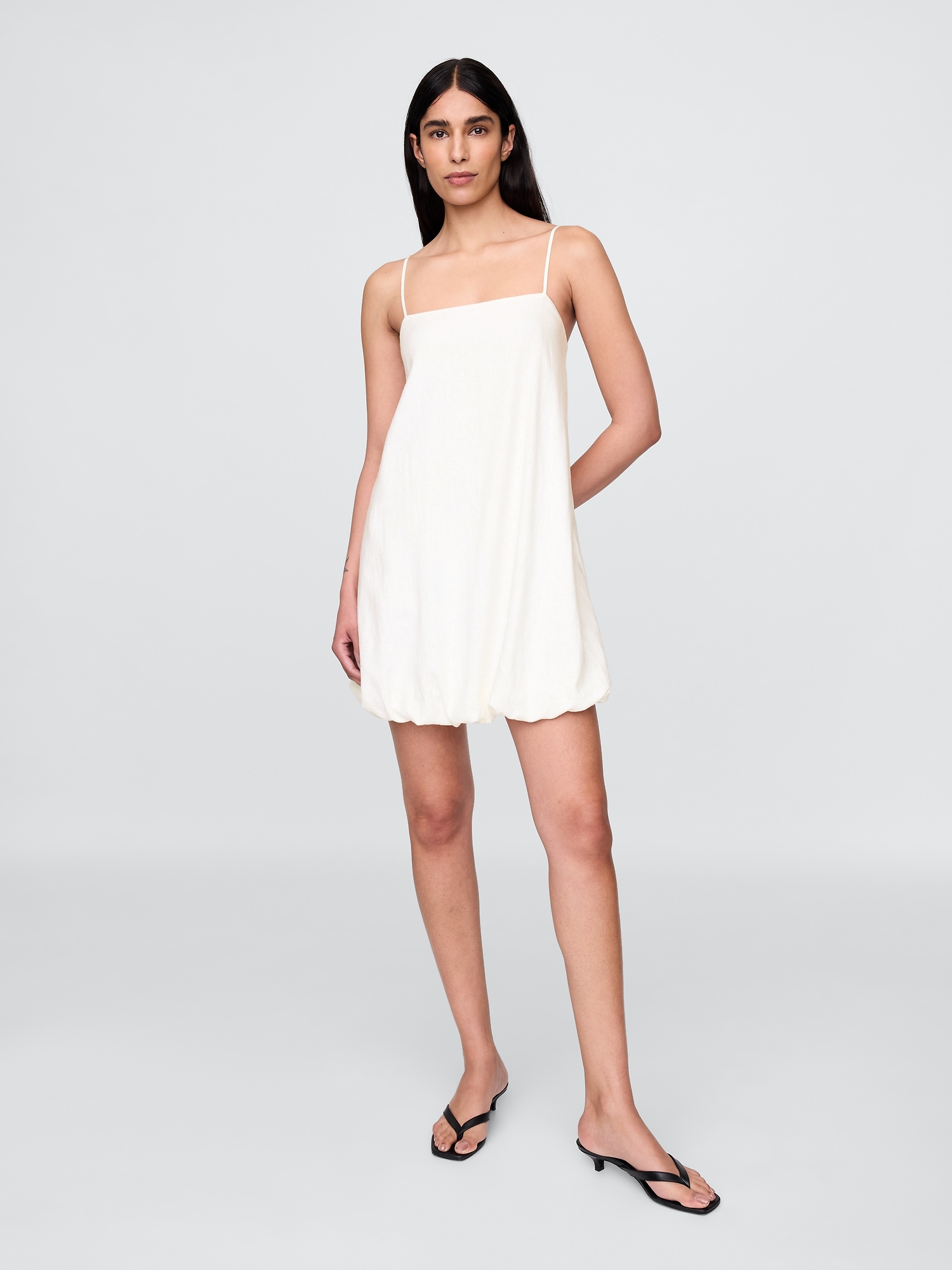 Linen-Blend Mini Bubble Dress