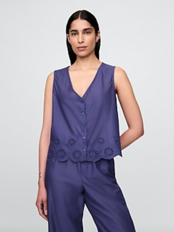 Eyelet Hem PJ Top
