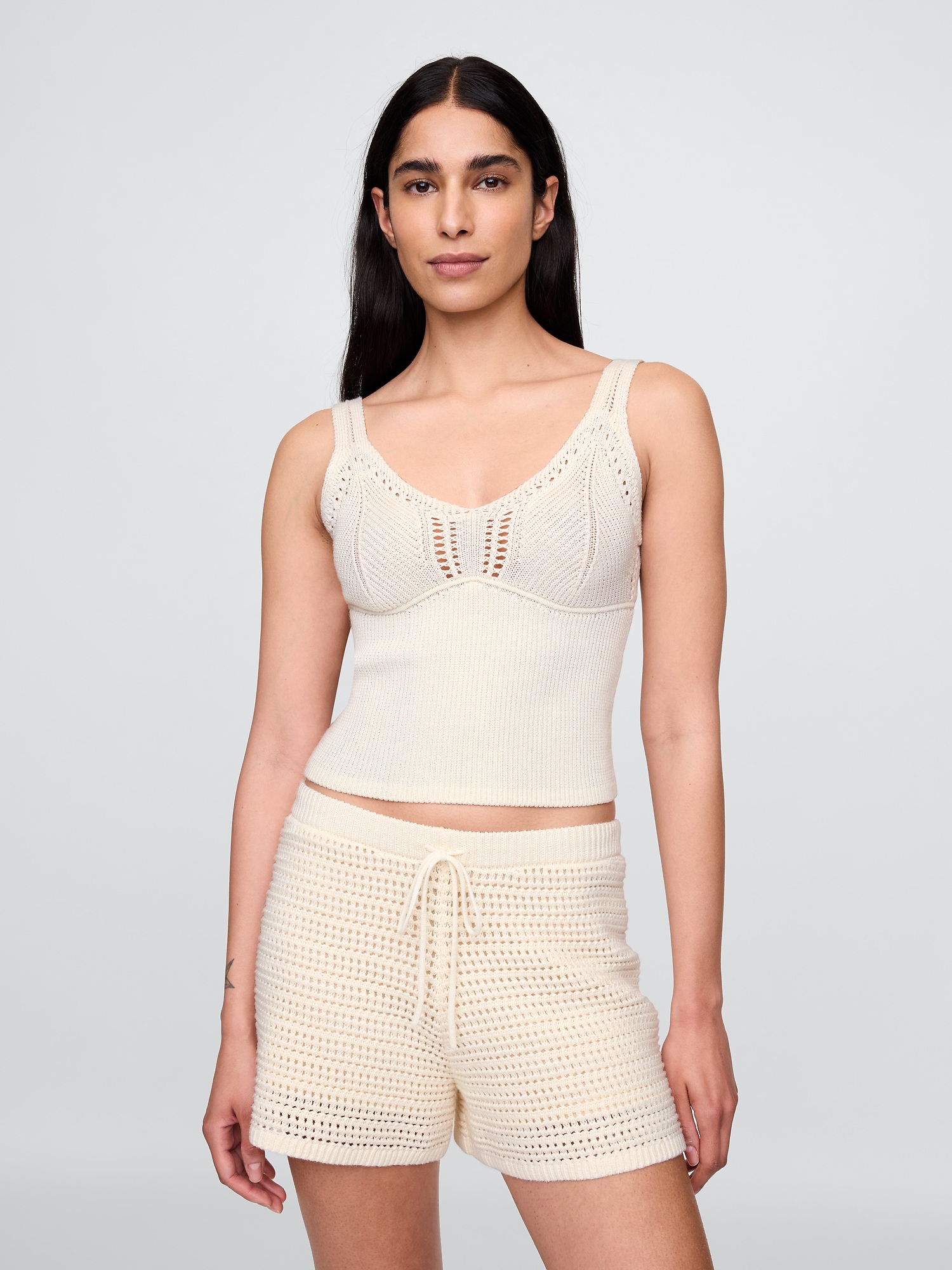 Crochet Cropped Sweater Tank Top