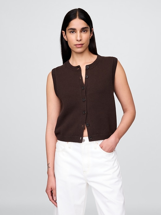 Image number 1 showing, Cropped Cardigan Sweater Vest