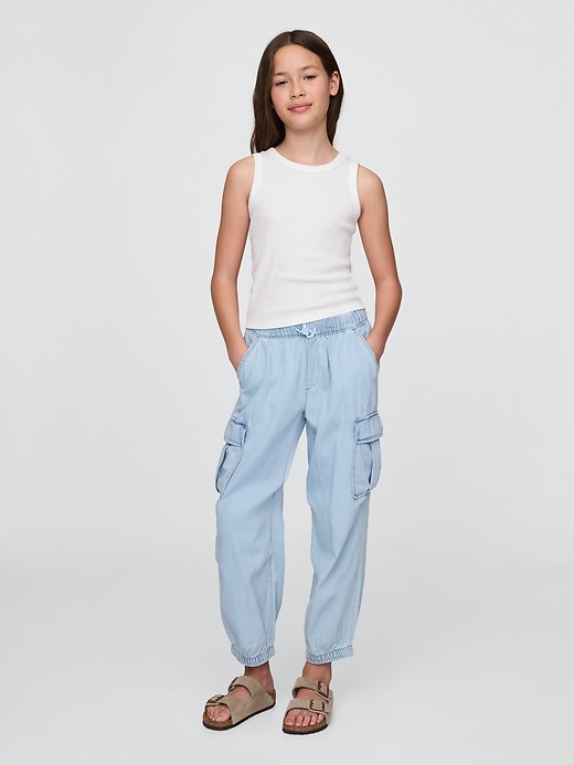 Image number 1 showing, Kids Denim Cargo Parachute Pants