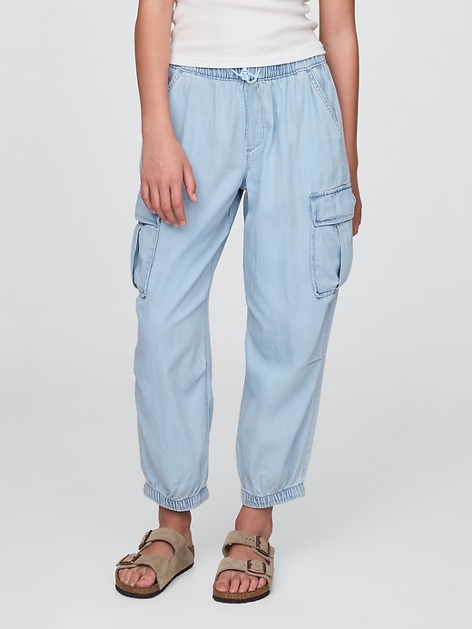 Image number 2 showing, Kids Denim Cargo Parachute Pants