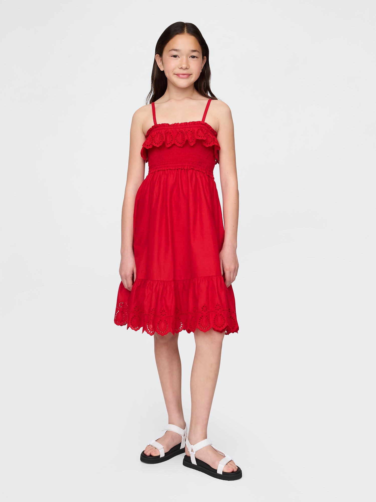 Kids Smocked Ruffle Midi Dress