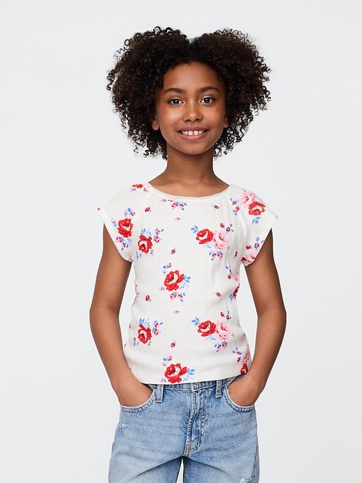 Image number 1 showing, Kids Lace-Trim Pointelle T-Shirt