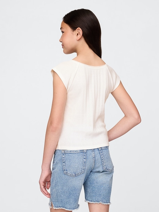 Image number 3 showing, Kids Lace-Trim Pointelle T-Shirt