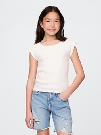Kids Lace-Trim Pointelle T-Shirt